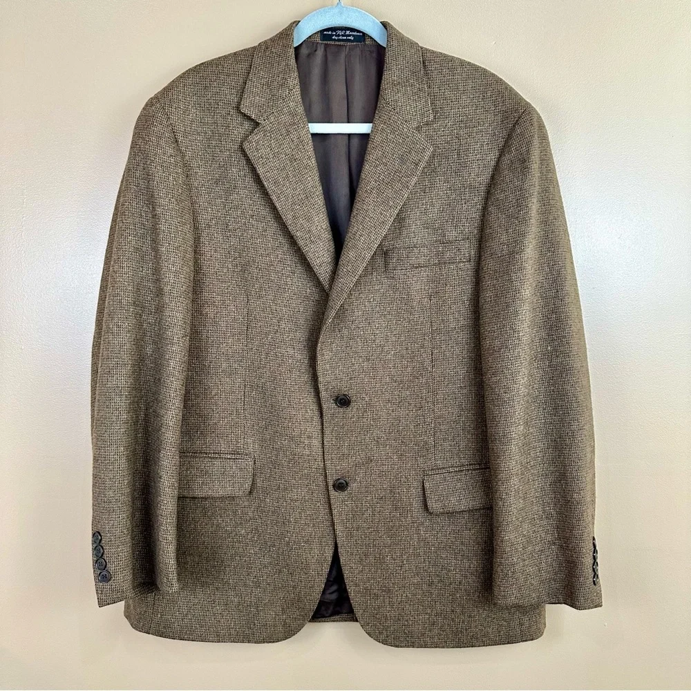 Chereskin Men’s Italian Camel Hair Blend Brown Tweed Sport Coat Blazer 42R